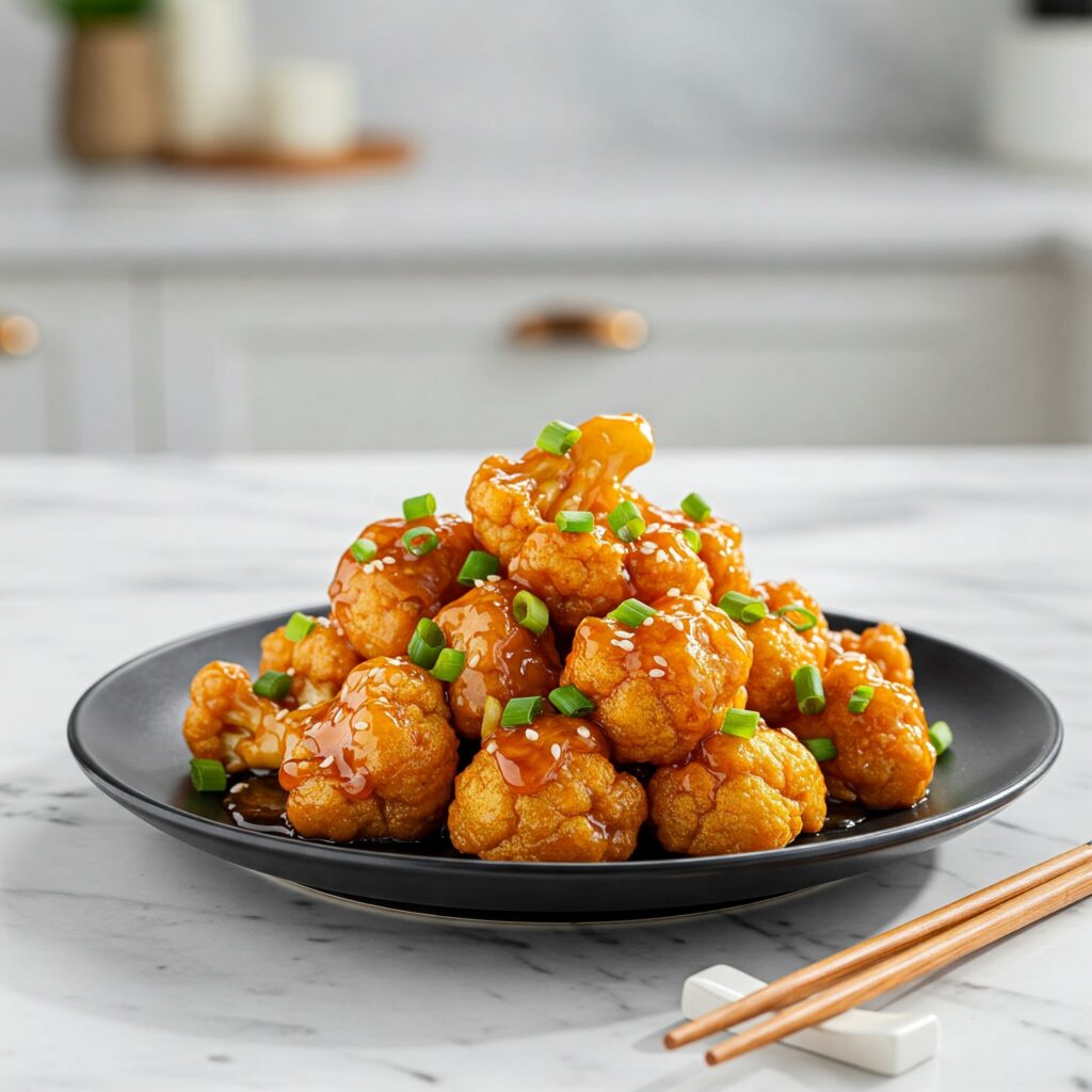Crispy dry Gobi Manchurian served on a white plate with chopped spring onions and chili garnish